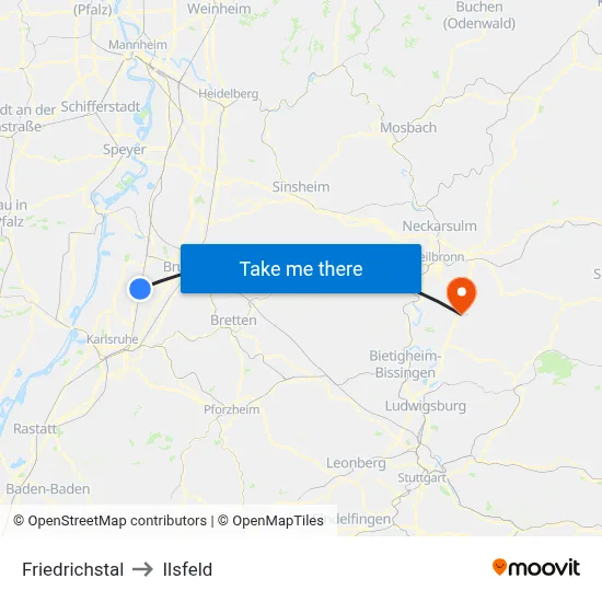 Friedrichstal to Ilsfeld map