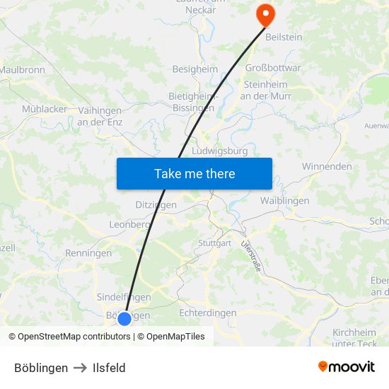 Böblingen to Ilsfeld map