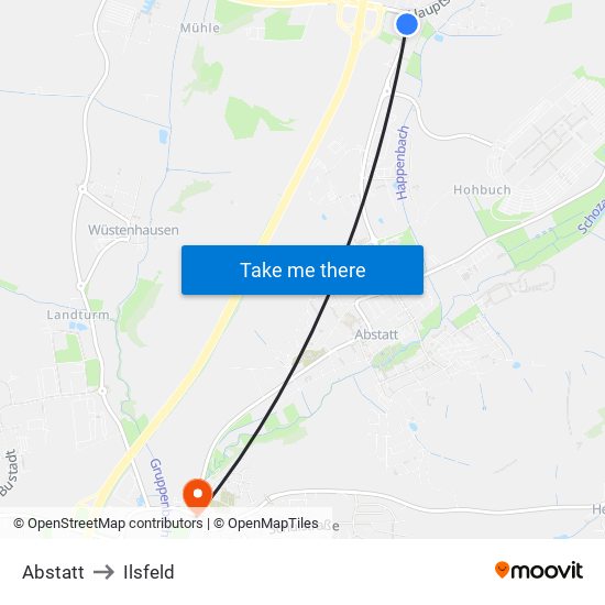 Abstatt to Ilsfeld map