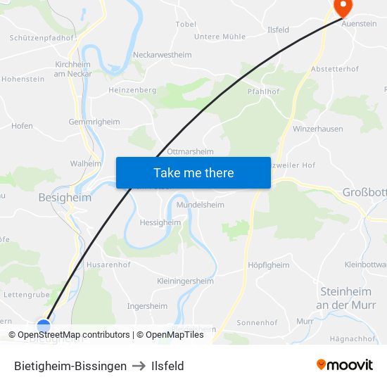 Bietigheim-Bissingen to Ilsfeld map