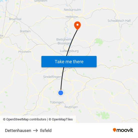 Dettenhausen to Ilsfeld map