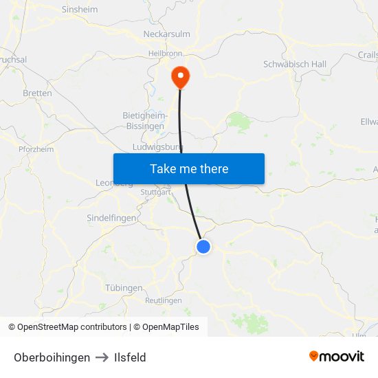 Oberboihingen to Ilsfeld map