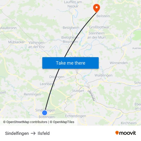 Sindelfingen to Ilsfeld map