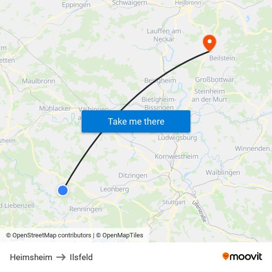 Heimsheim to Ilsfeld map