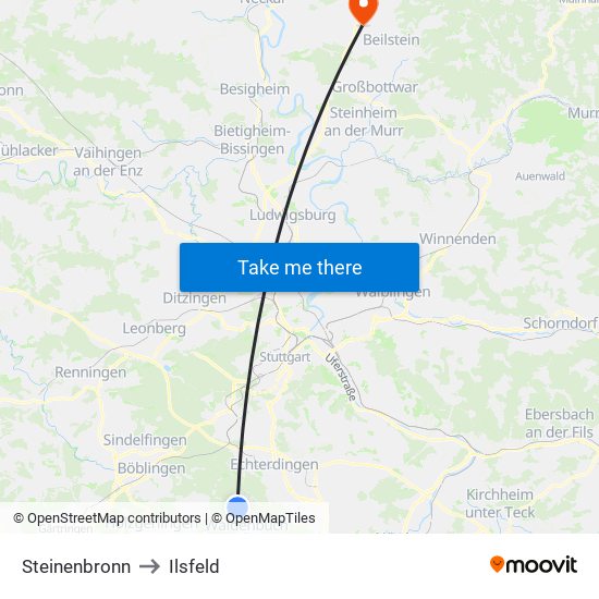 Steinenbronn to Ilsfeld map