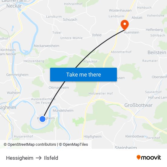 Hessigheim to Ilsfeld map