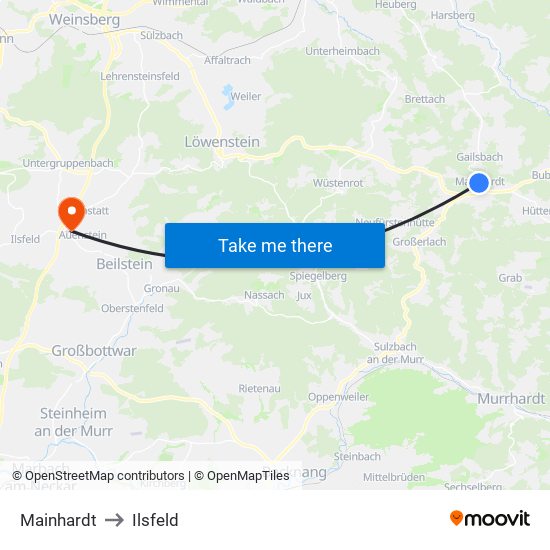 Mainhardt to Ilsfeld map