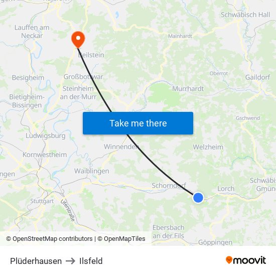 Plüderhausen to Ilsfeld map