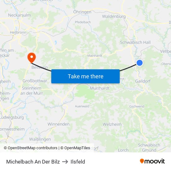 Michelbach An Der Bilz to Ilsfeld map