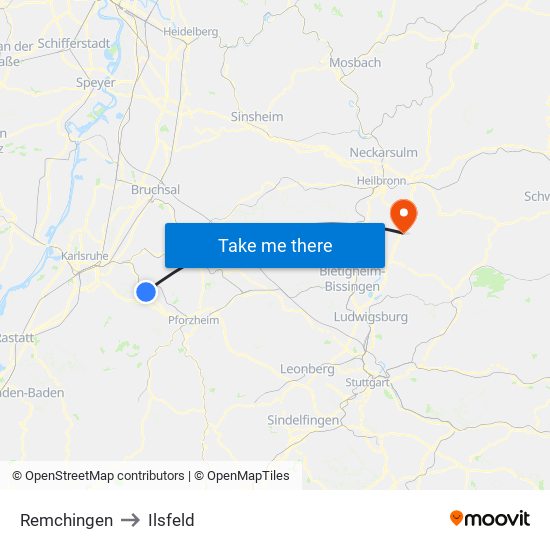 Remchingen to Ilsfeld map