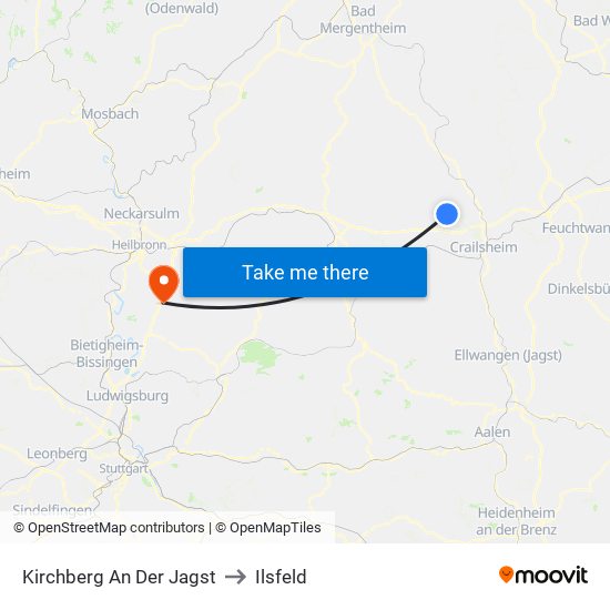 Kirchberg An Der Jagst to Ilsfeld map