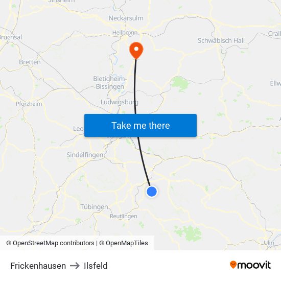 Frickenhausen to Ilsfeld map