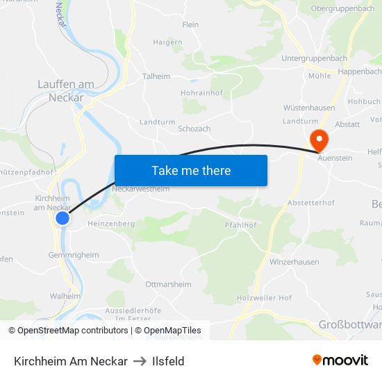 Kirchheim Am Neckar to Ilsfeld map