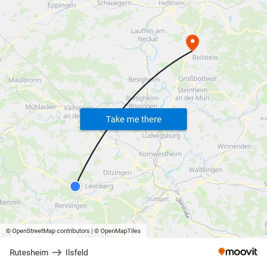 Rutesheim to Ilsfeld map