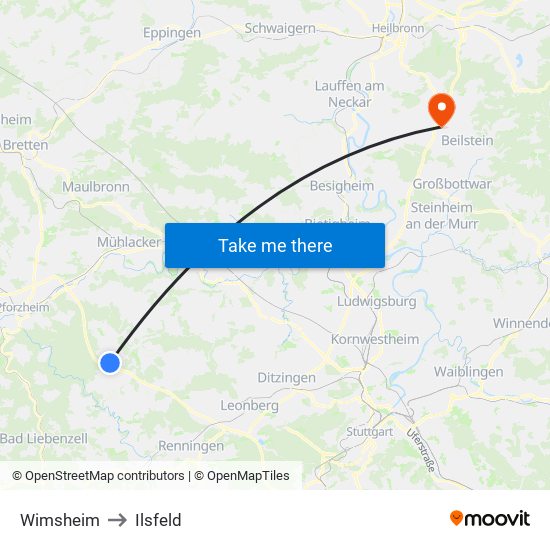 Wimsheim to Ilsfeld map