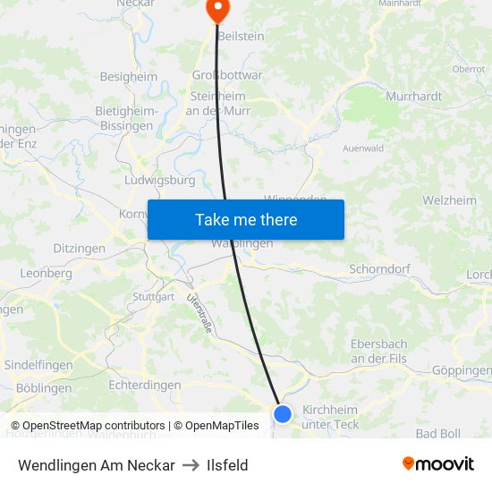 Wendlingen Am Neckar to Ilsfeld map
