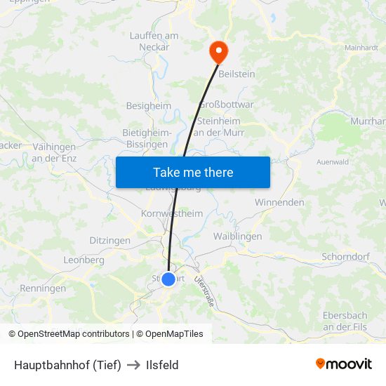 Hauptbahnhof (Tief) to Ilsfeld map