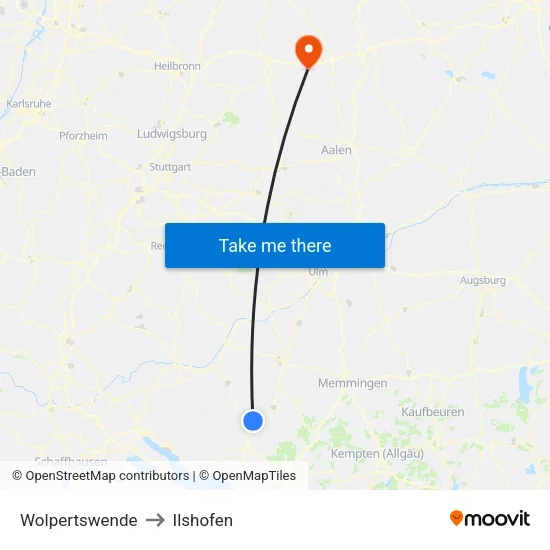 Wolpertswende to Ilshofen map