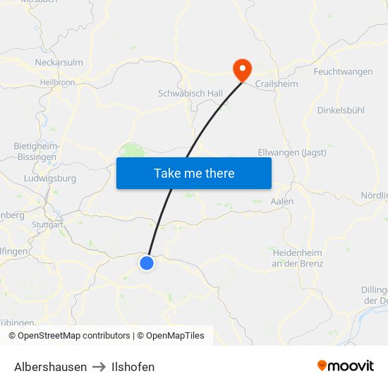 Albershausen to Ilshofen map