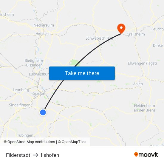 Filderstadt to Ilshofen map