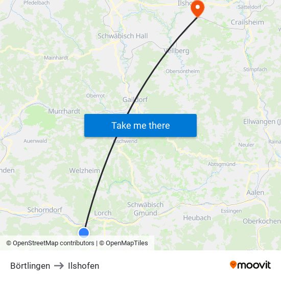 Börtlingen to Ilshofen map