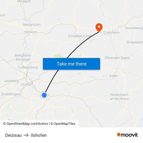 Deizisau to Ilshofen map