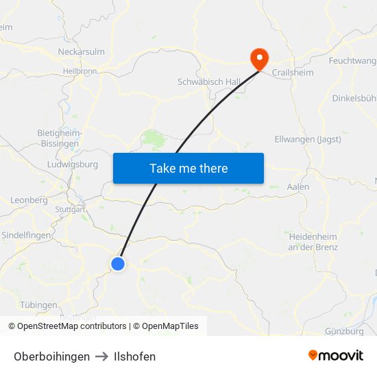 Oberboihingen to Ilshofen map