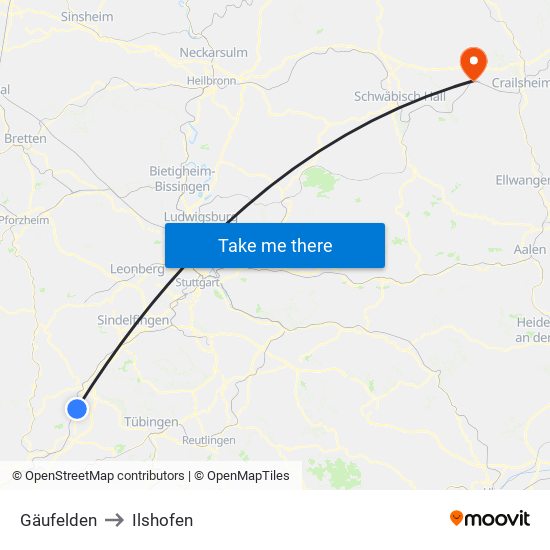 Gäufelden to Ilshofen map