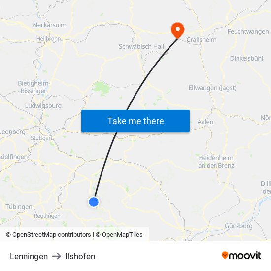 Lenningen to Ilshofen map