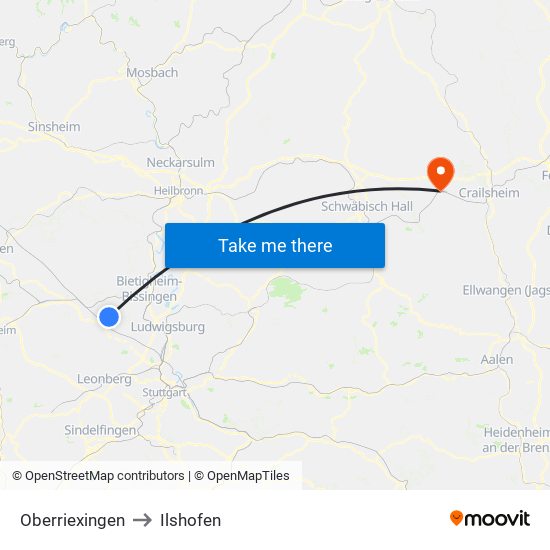 Oberriexingen to Ilshofen map