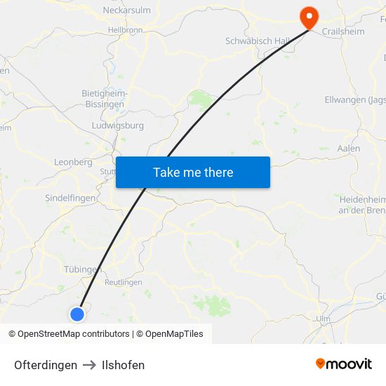 Ofterdingen to Ilshofen map