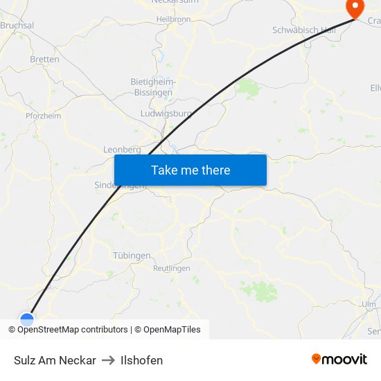 Sulz Am Neckar to Ilshofen map