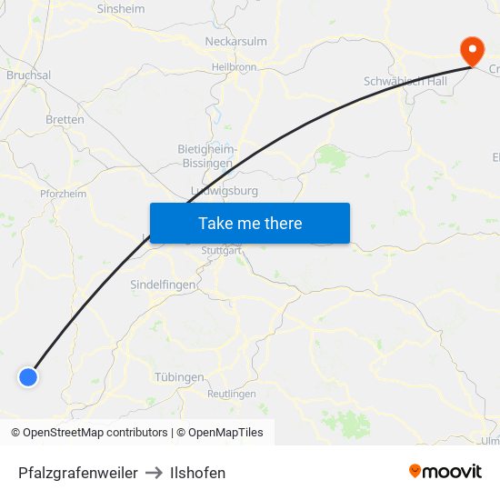 Pfalzgrafenweiler to Ilshofen map