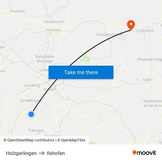 Holzgerlingen to Ilshofen map