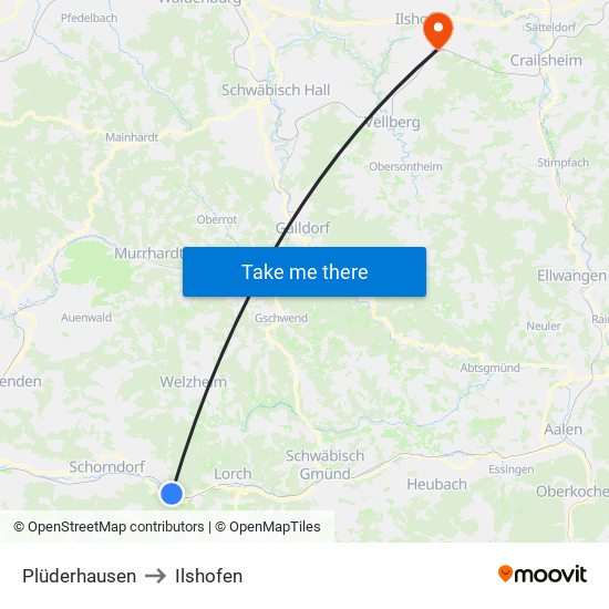 Plüderhausen to Ilshofen map