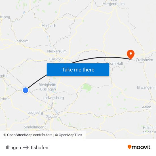 Illingen to Ilshofen map