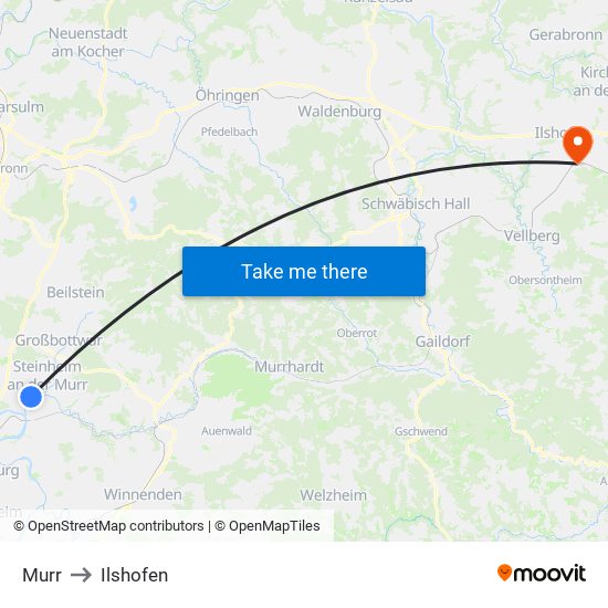 Murr to Ilshofen map