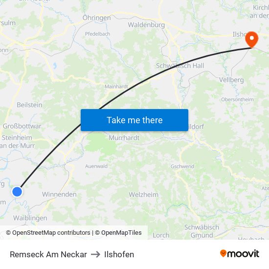 Remseck Am Neckar to Ilshofen map