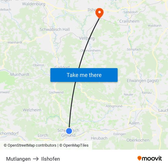 Mutlangen to Ilshofen map