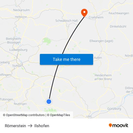 Römerstein to Ilshofen map