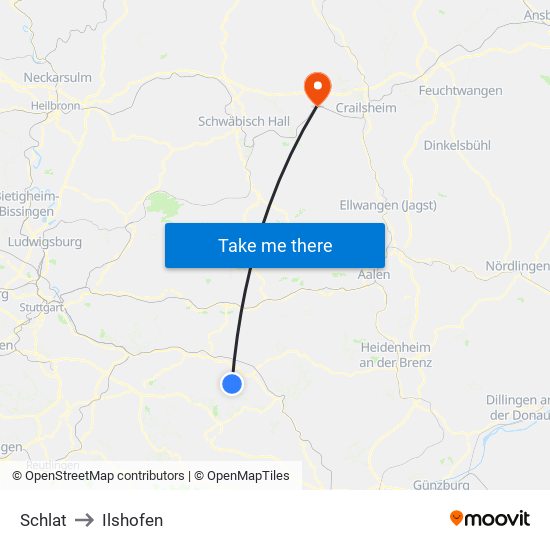 Schlat to Ilshofen map