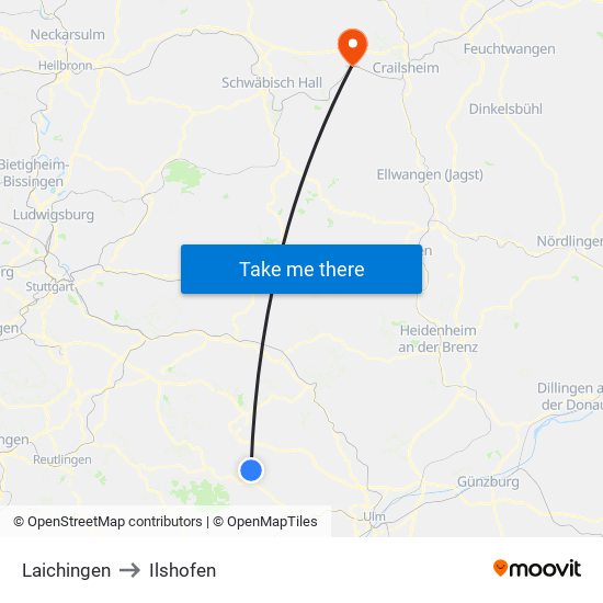 Laichingen to Ilshofen map