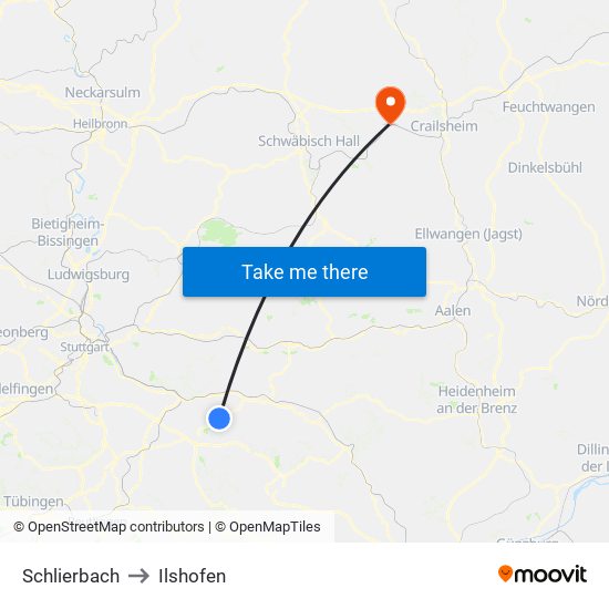 Schlierbach to Ilshofen map