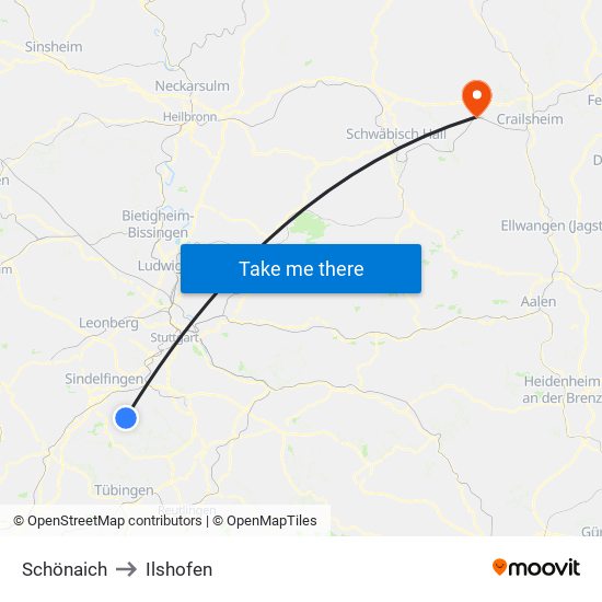 Schönaich to Ilshofen map