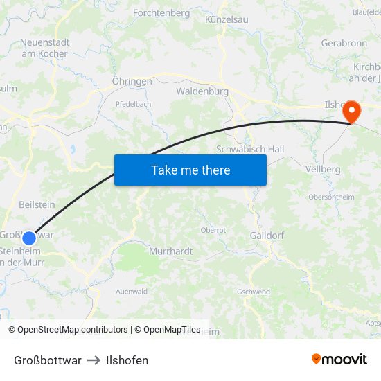 Großbottwar to Ilshofen map