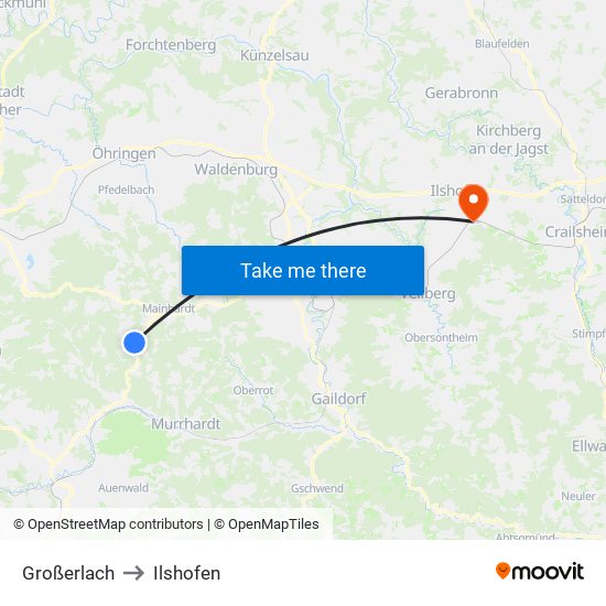 Großerlach to Ilshofen map