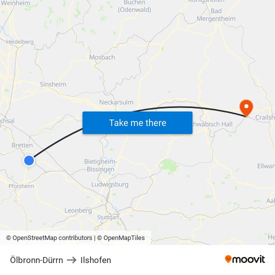 Ölbronn-Dürrn to Ilshofen map