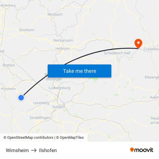 Wimsheim to Ilshofen map