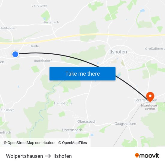 Wolpertshausen to Ilshofen map