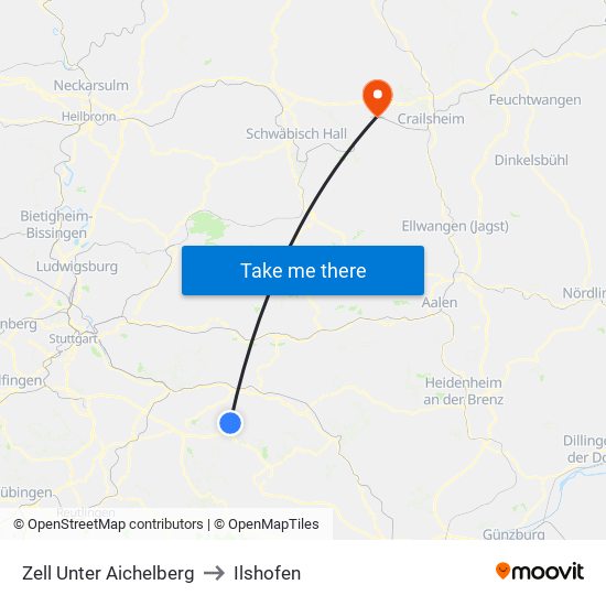 Zell Unter Aichelberg to Ilshofen map